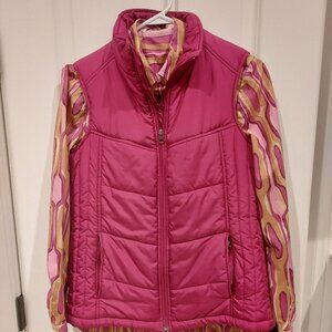 Raspberry-colored insulated vest